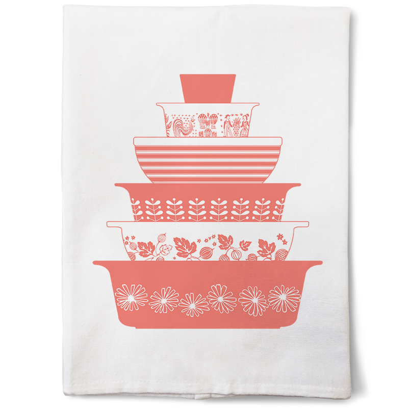 Vintage Pyrex Tea Towels Green