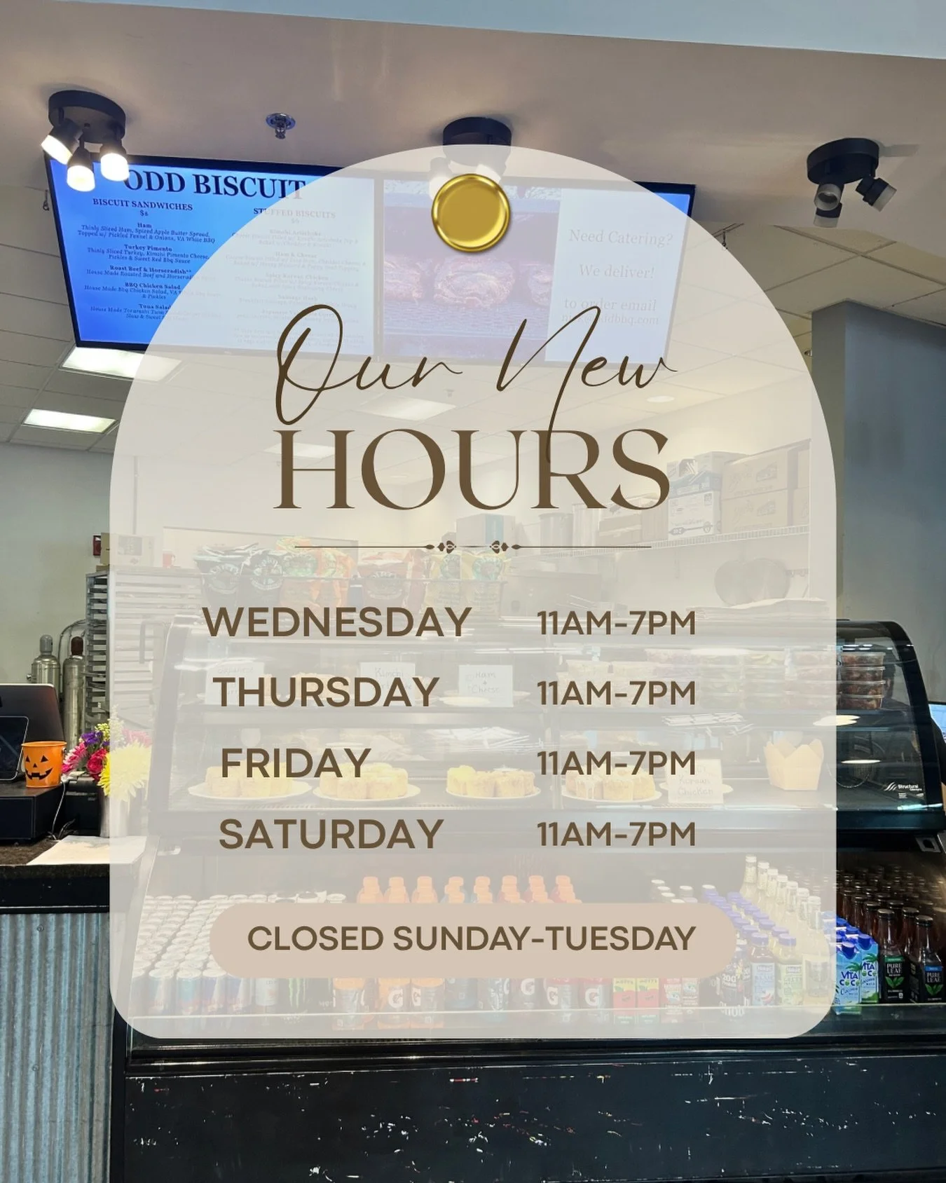 Our new hours starting Wednesday September 30th!