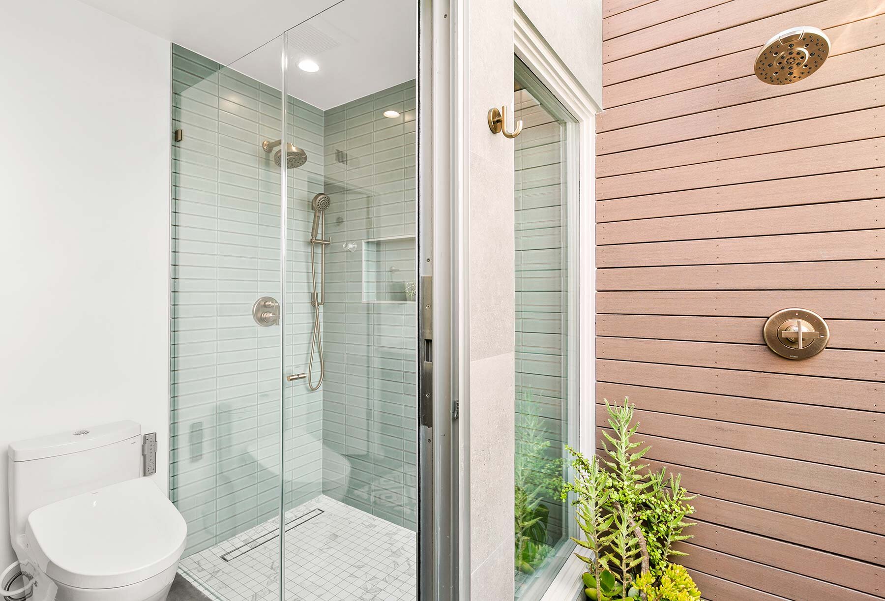 Indoor and Outdoor showers