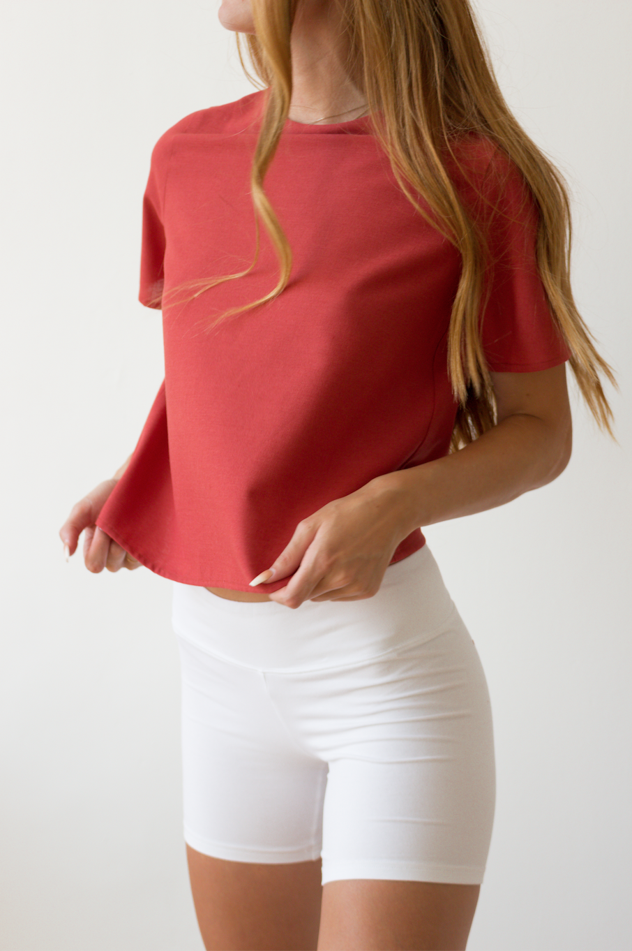 linen t-shirt in carmine