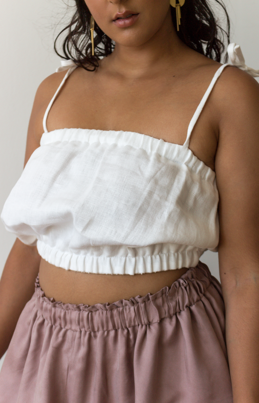 white linen crop