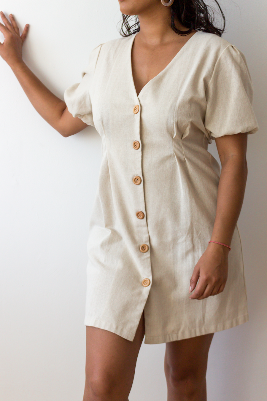 linen button dress