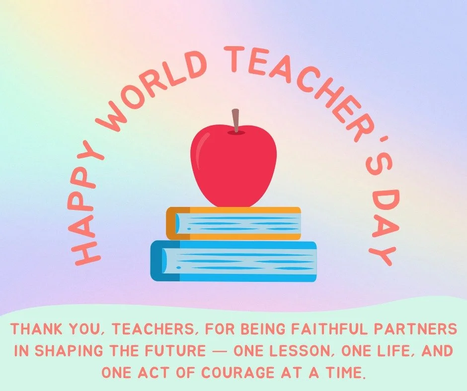🌍📚 World Teacher&rsquo;s Day Post

Today we celebrate the incredible teachers who guide, partner, and empower others to grow in wisdom and courage!

In Luke 10:1&ndash;11, Jesus sends out His followers two by two &mdash; reminding us that learning 