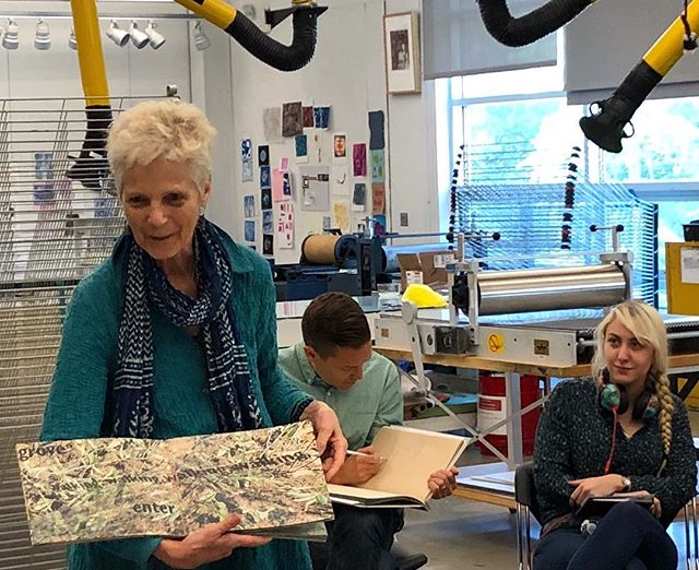 The wonderful Helen Frederick showing her artist books at George Mason University today :) #artistbooks #printmaking #paper #HelenFrederick