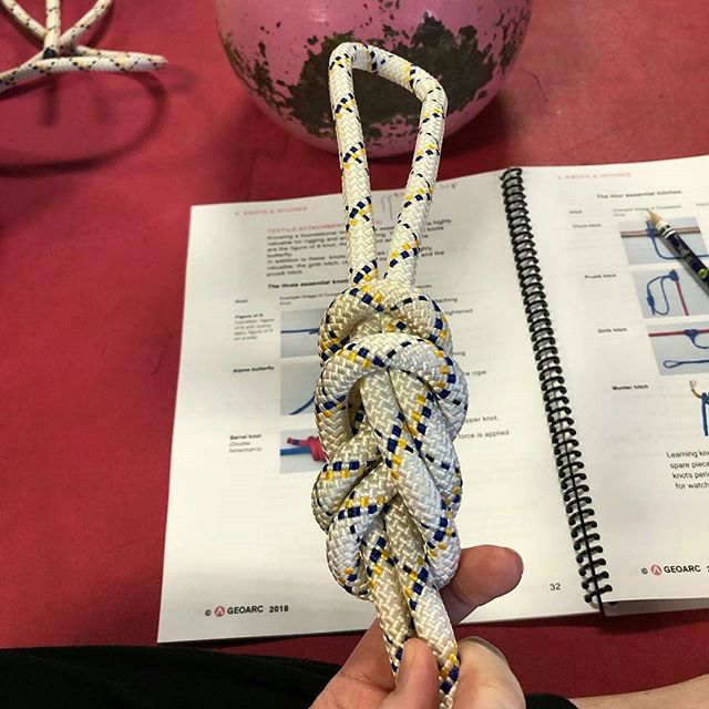 #Repost @brassbutterflies
&bull; &bull; &bull; &bull; &bull;
Confession:  Today I was a little bit knotty, and I liked it.  Looking forward to tomorrow. 
With @mmscrimger @_geoarc 
#rigging #aerialsafety #circuseverydamnday #brassbutterflies #knots #