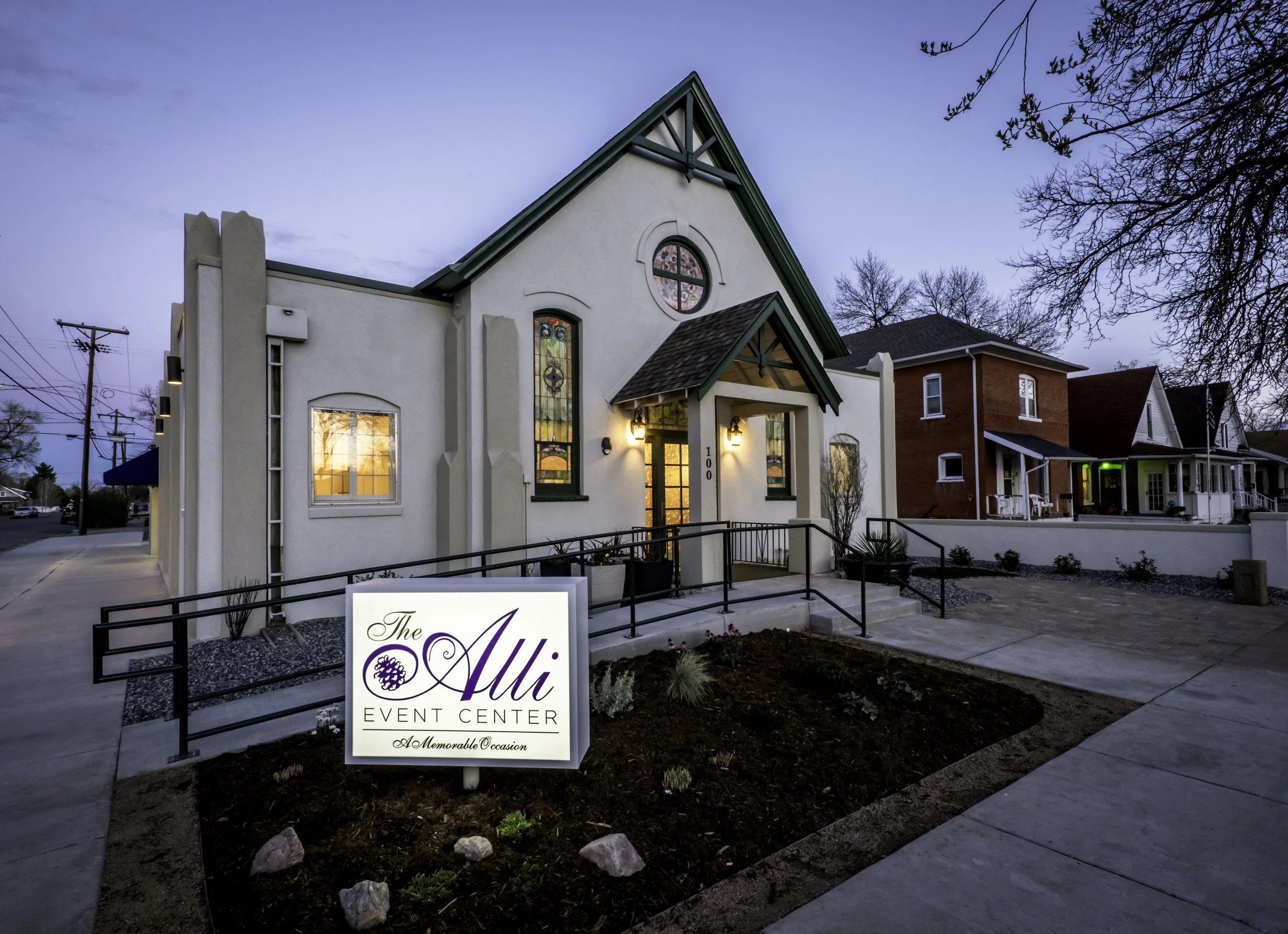 Alli Event Center, Brighton Co, front entrance with handicap ramp.