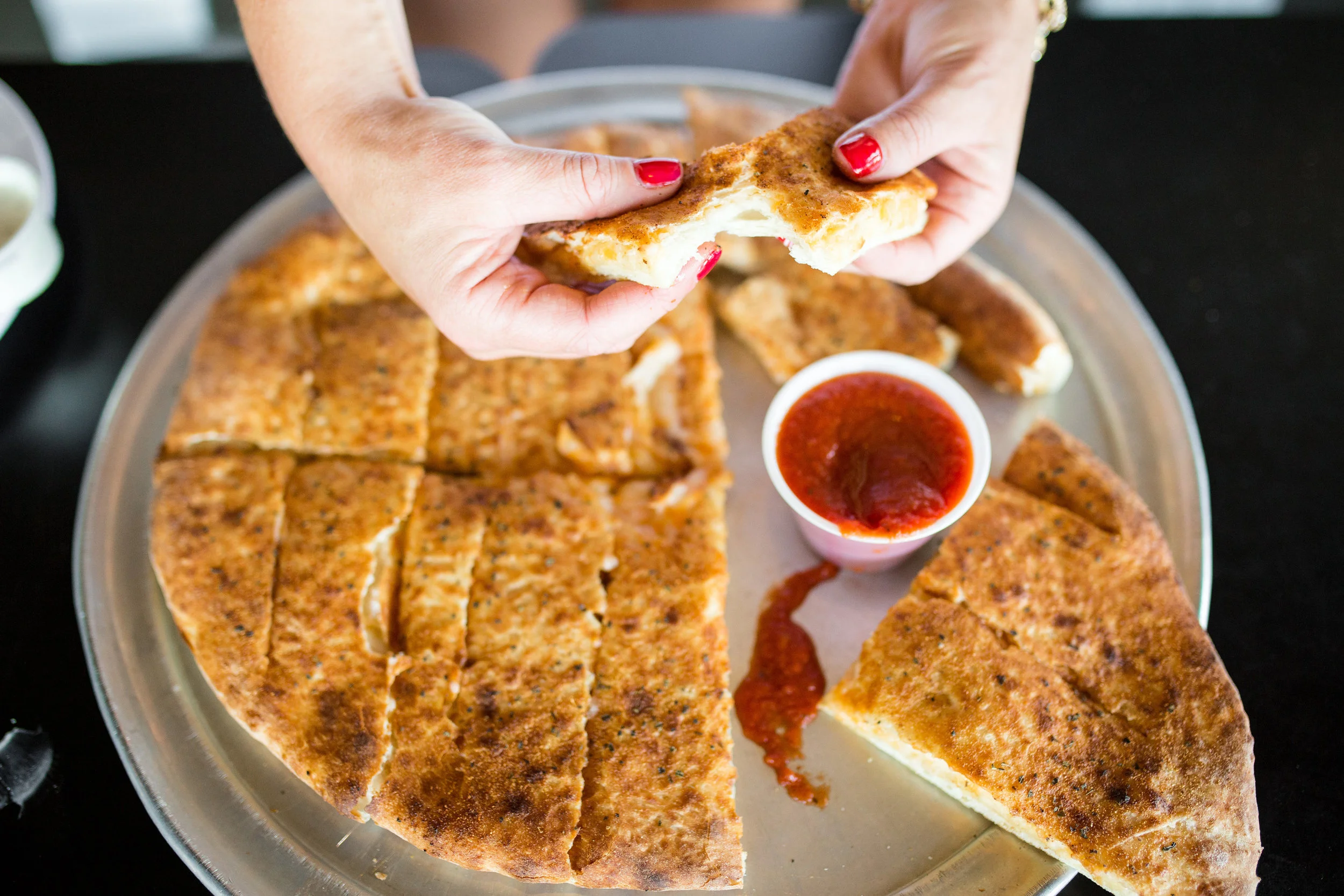Vegan Cheese Pull-A-Parts with Vegan Pizza dipping sauce