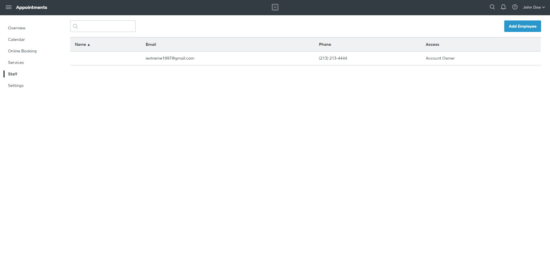 Interface of Square Appointments (GIF)