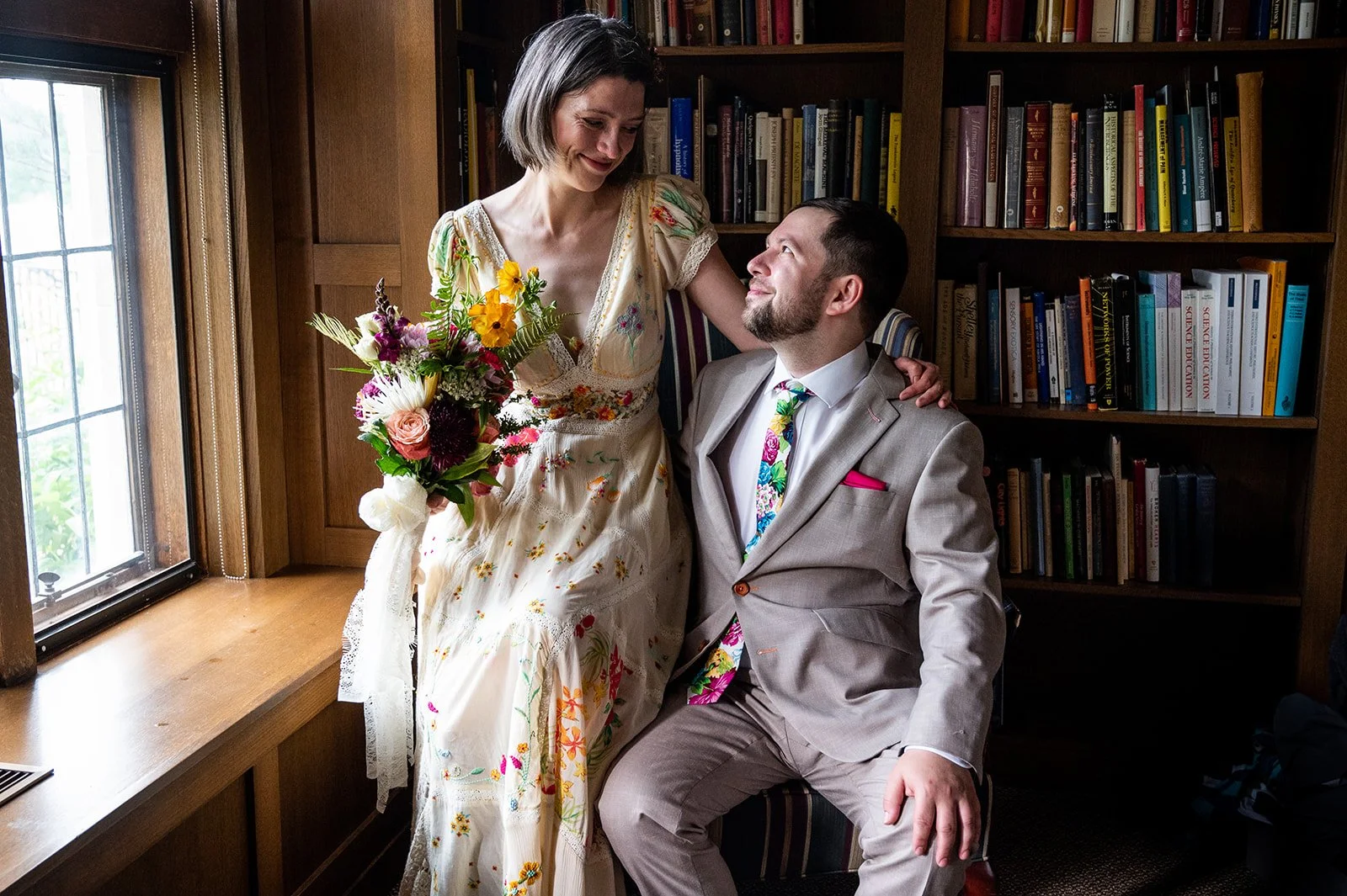 Eclectic couple full of love look at each other Twin Birch Studio