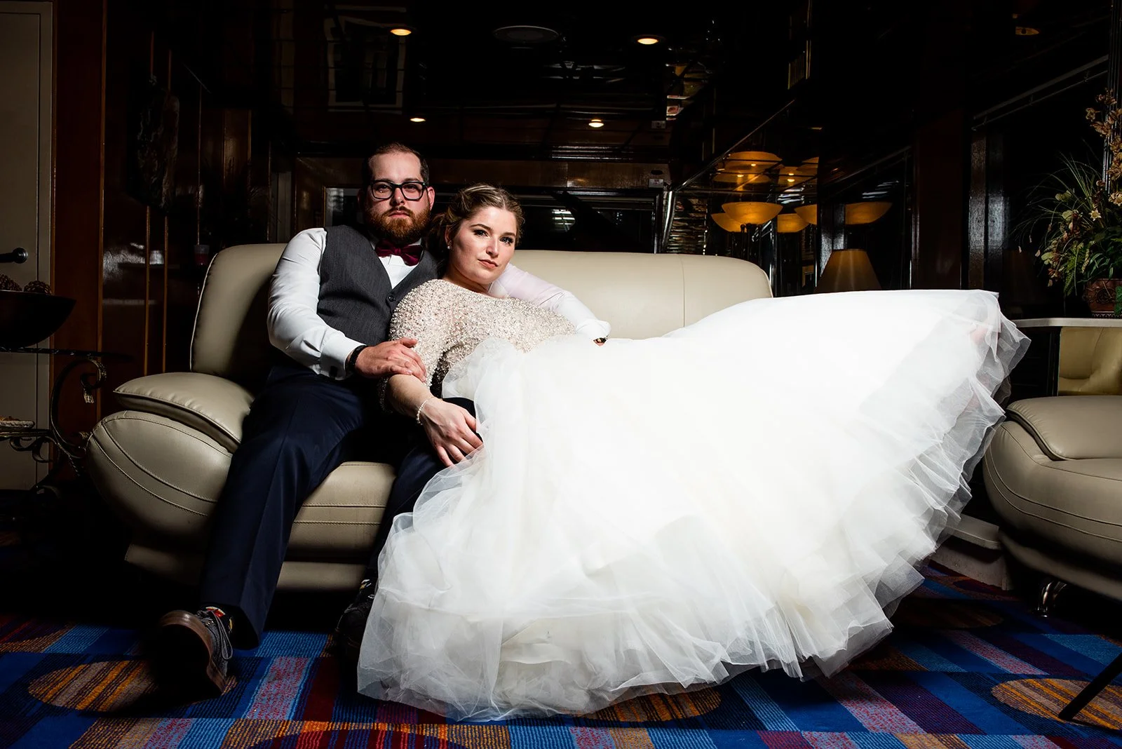 Stunning photo of groom and bride looking directly into camera Twin Birch Studio