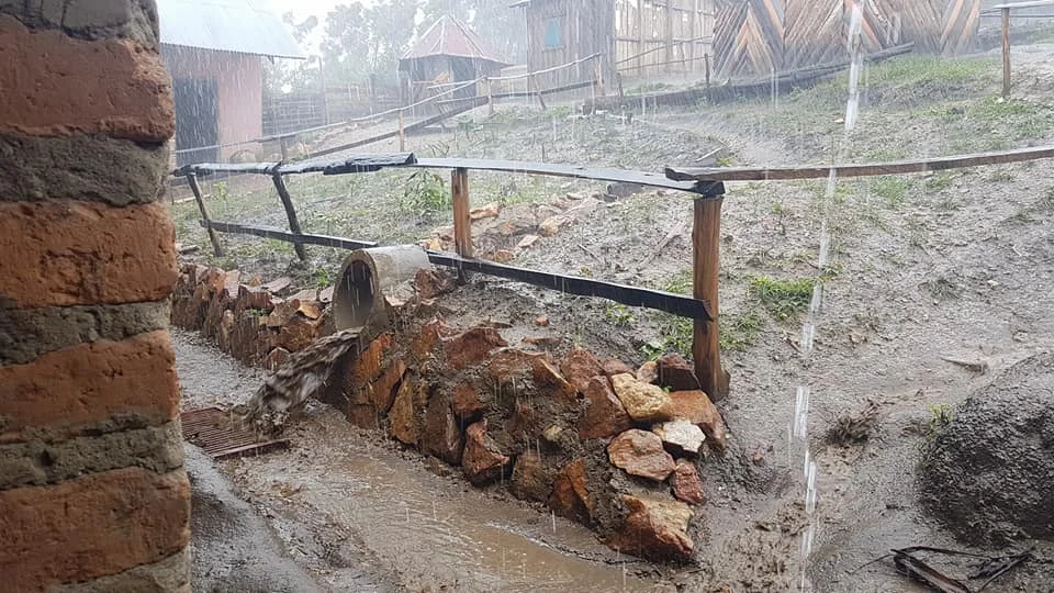 A crazy rainstorm at Solid Rock School