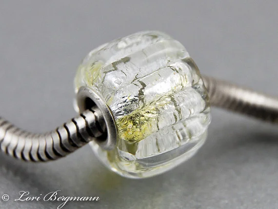 Silver and Gold Pleated Charm Bead