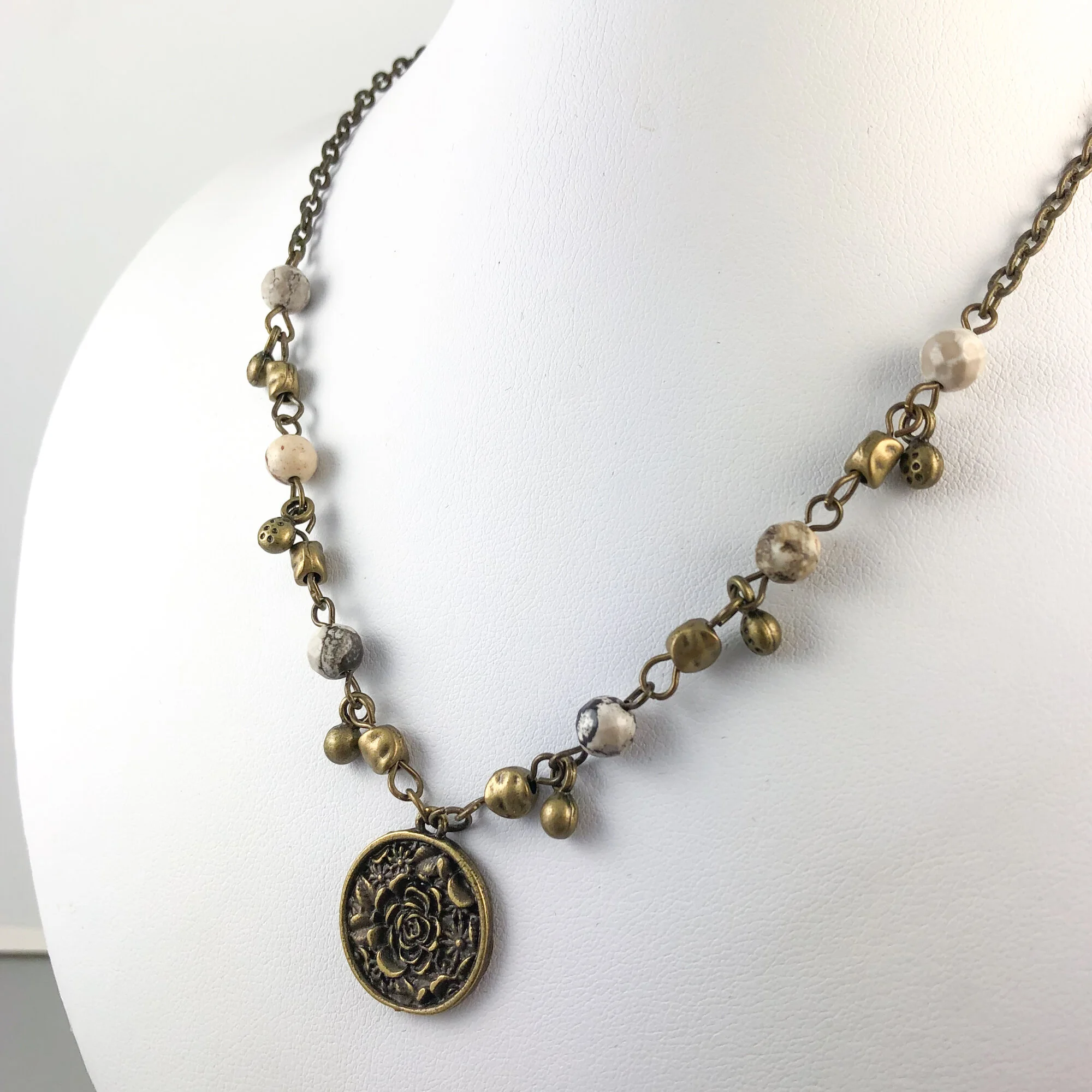 Ivory Howlite Bronze Rosary Chain Necklace — Lori Bergmann Design