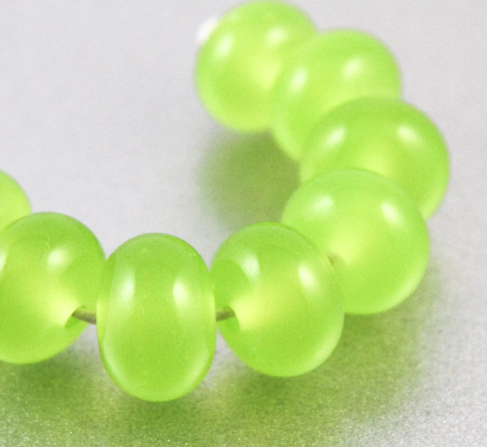 Anole Green Lampwork Spacer Beads