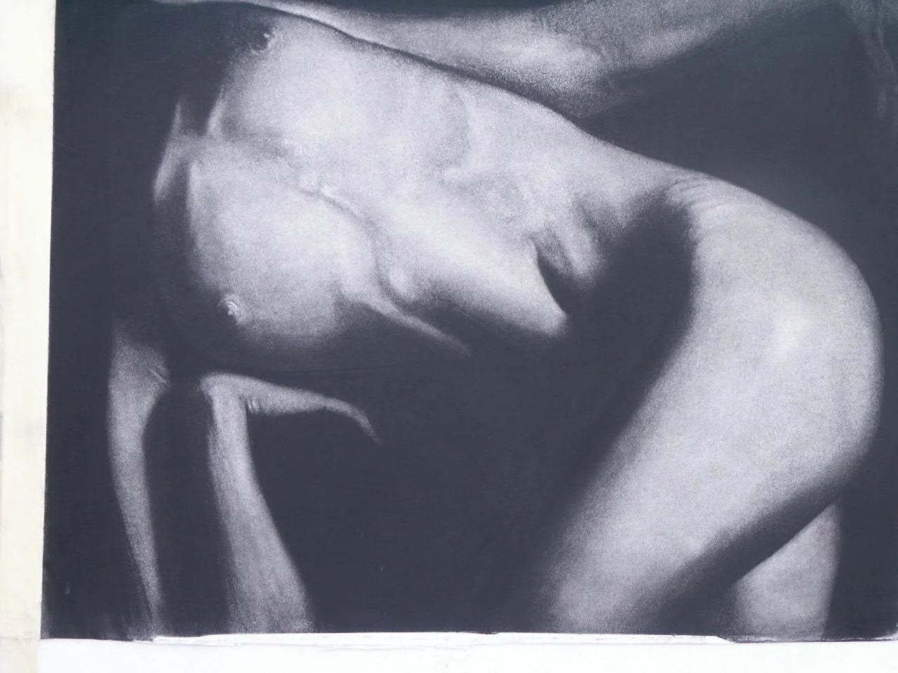 lying nude , Charcoal on board