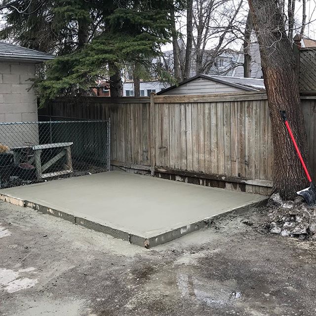 New concrete pad for garbage shed