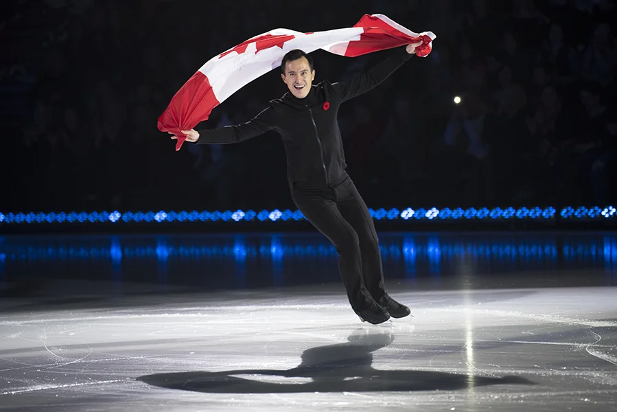 Patrick Chan was all smiles during skater introductions at the Meridian Centre.