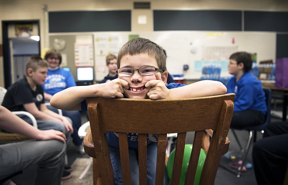 Ferndale Public School student Timothy Summerfield is all smiles during the school’s World Autism Day event, which featured a flag-raising and bake sale.