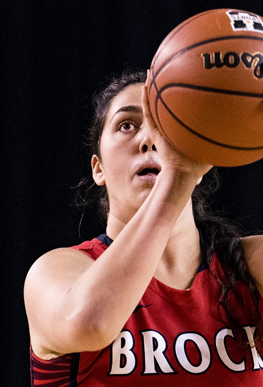 Brock forward, Sofia Croce, focuses on a free throw against Ryerson at the Meridian Centre in St. Catharines, Ont.