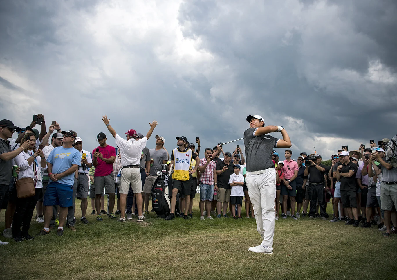 Byeong Hun An of South Korea during the final round of the RBC Canadian Open. Due to the oncoming storm, a stoppage in play was called shortly thereafter.