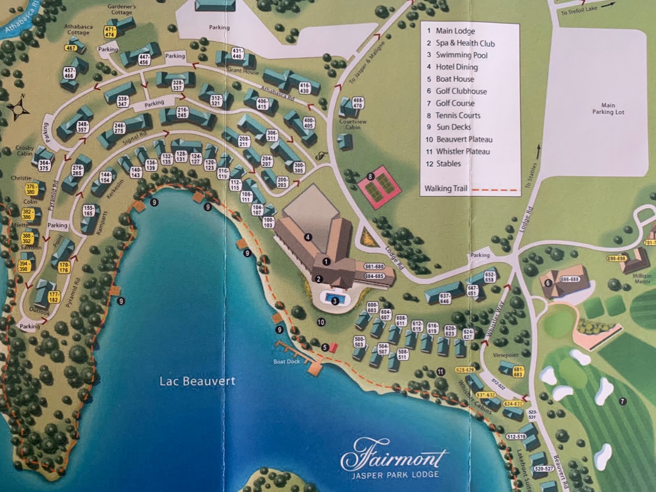 The map of the hotel grounds, provided to us upon check-in.