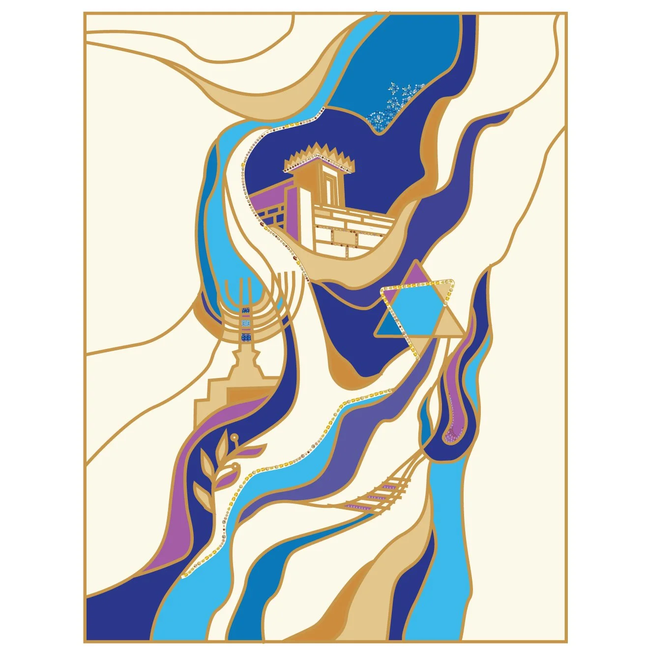 Chana Gamliel Modern Jewish Symbol Parochet - PJS53
