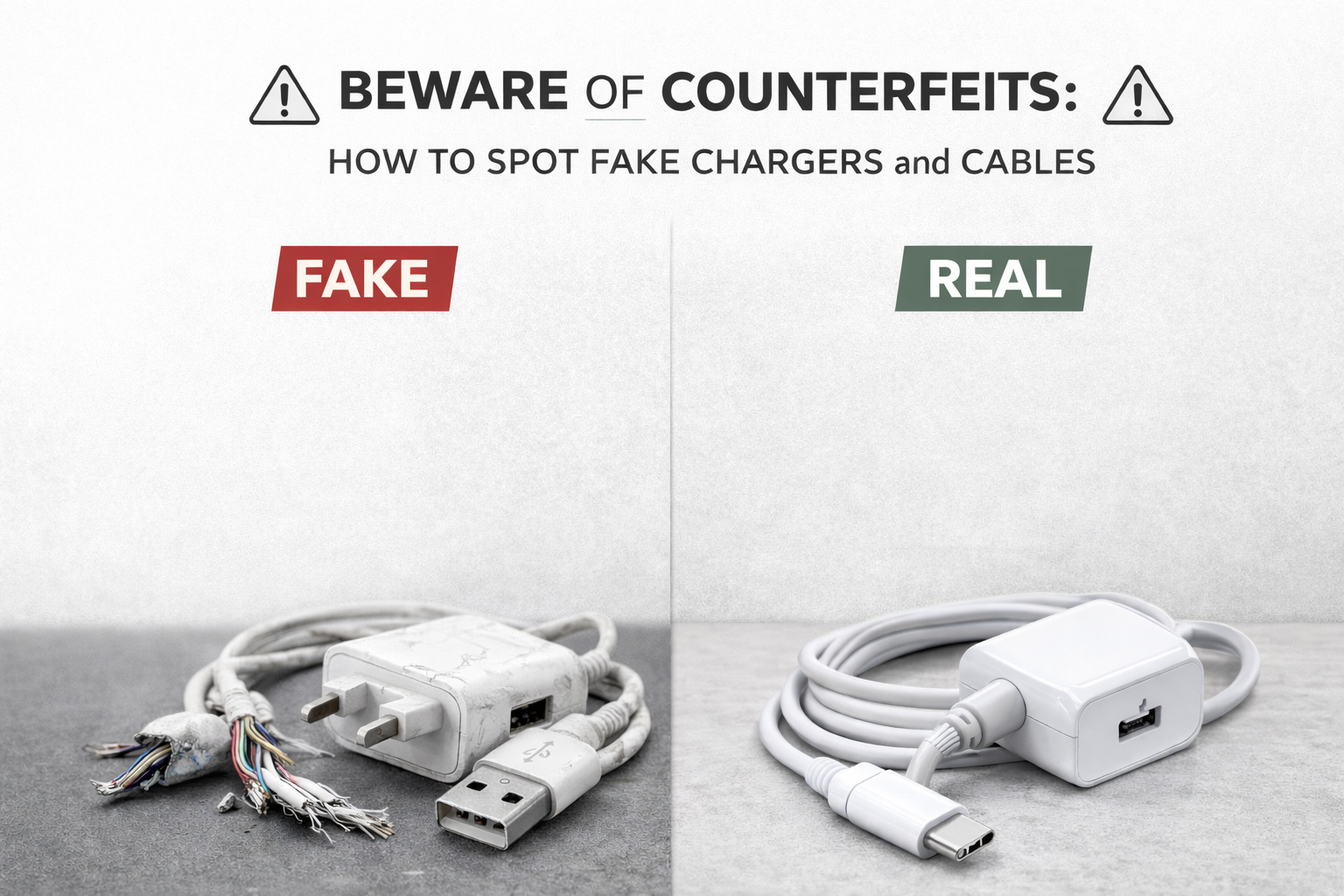 Beware of Counterfeits: How to Spot Fake Chargers and Cables