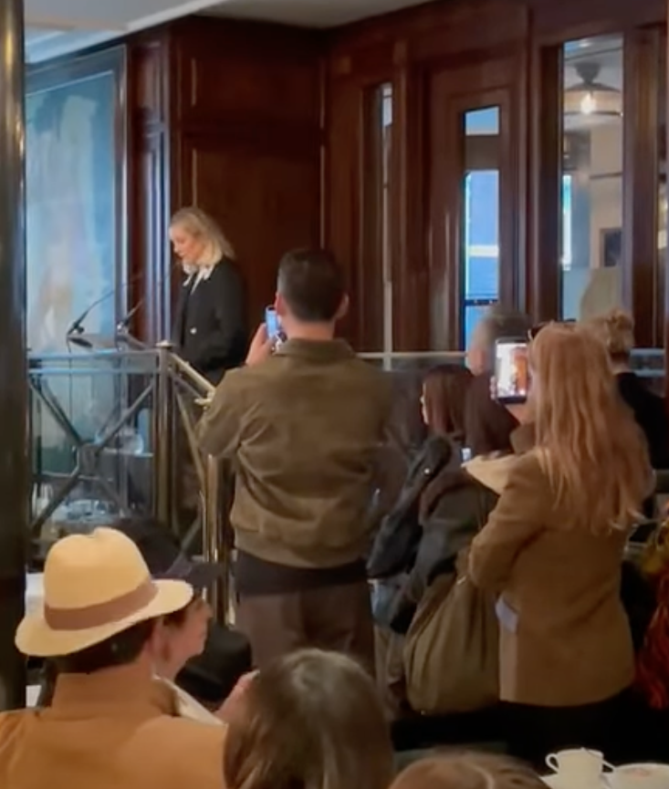 Laura Weir, CEO of The British Fashion Council at the London Fashion Week breakfast this morning.