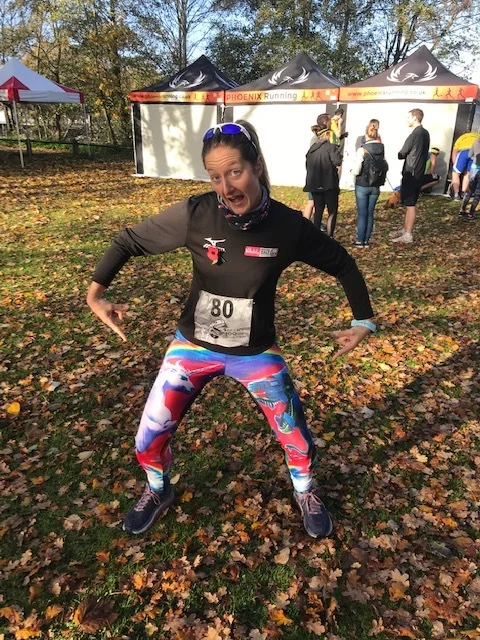 These leggings have a dinosaur fighting a unicorn. Therefore highly appropriate for a dino dash!