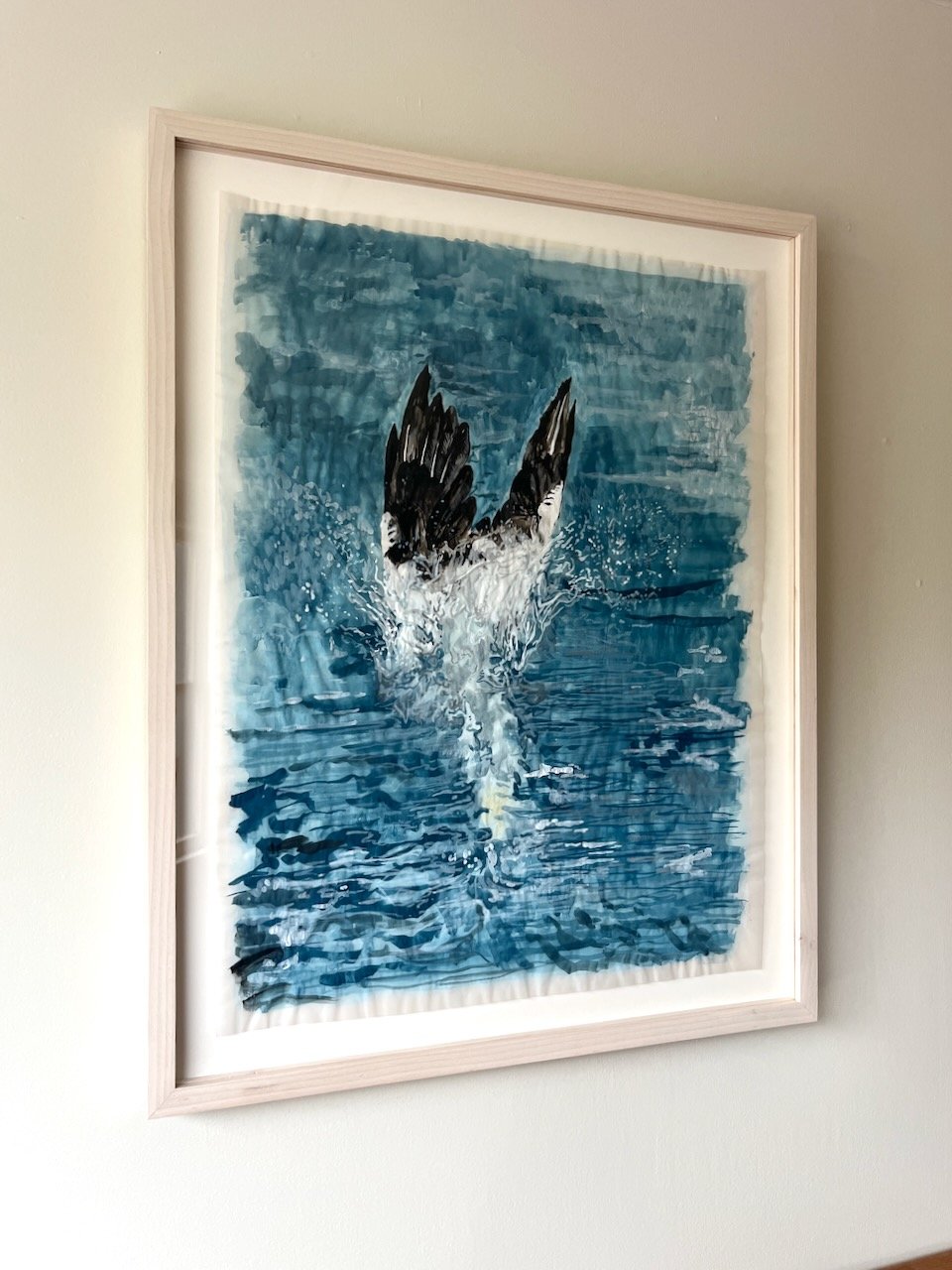  Joel Stoehr&nbsp;  Diving Gannet, 2016&nbsp;&nbsp;  Gouache on transparent vellum 25” x 19” 