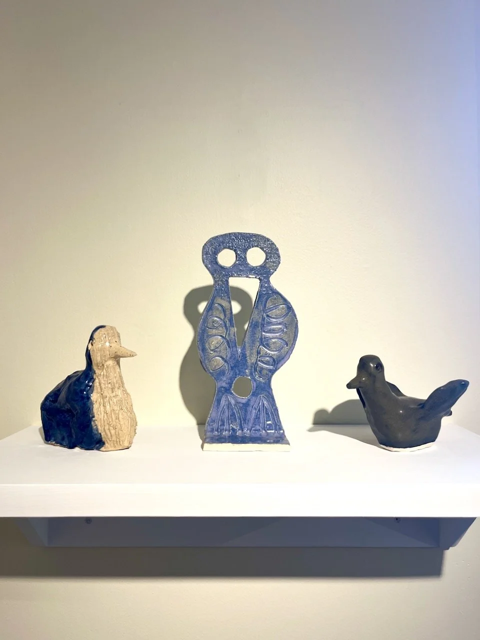  Austin Eddy&nbsp;  Migration Meditation, 2022–2025  Glazed ceramics 4”x4”x2”, 8.75”x 4.25”x 3”, 5”x 4.5”x2.5” 