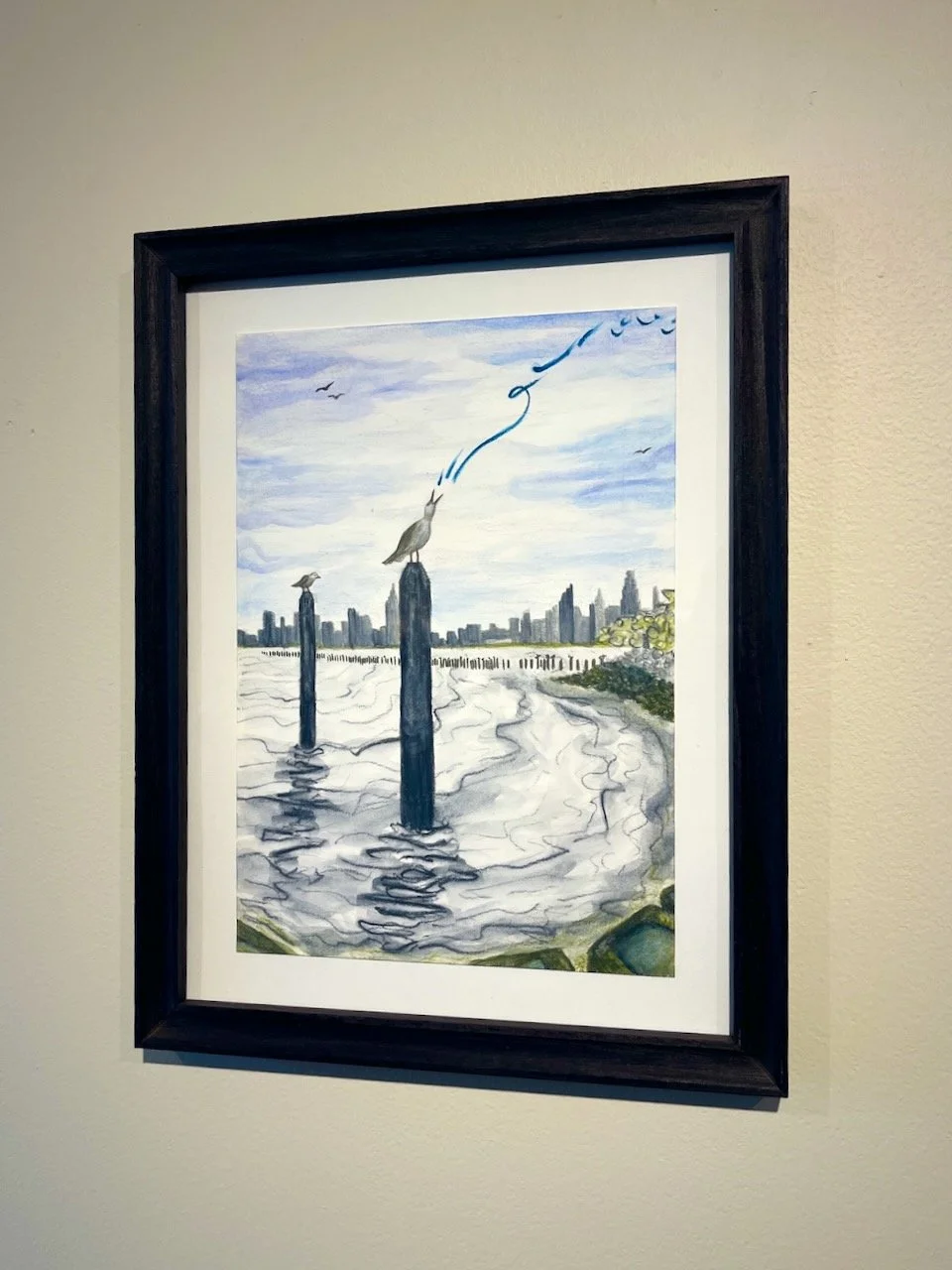  Ray R. Farmer&nbsp;  Seagull Calling, 2026&nbsp;  Watersoluble crayons and graphite&nbsp; 10” x 7” 