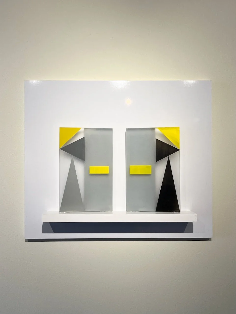  Debra Ramsay&nbsp;  Golden-winged Warbler, female and male, 2023&nbsp;&nbsp;  Acrylic on cast acrylic panel 16” x 19” x 3.5” 