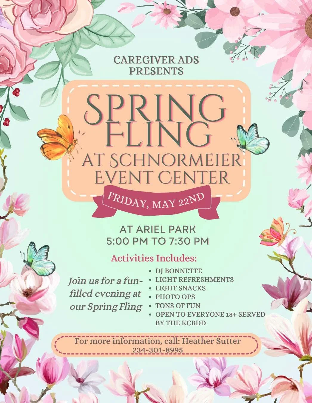 image of spring fling flyer.  all pertinent information is listed below flyer.