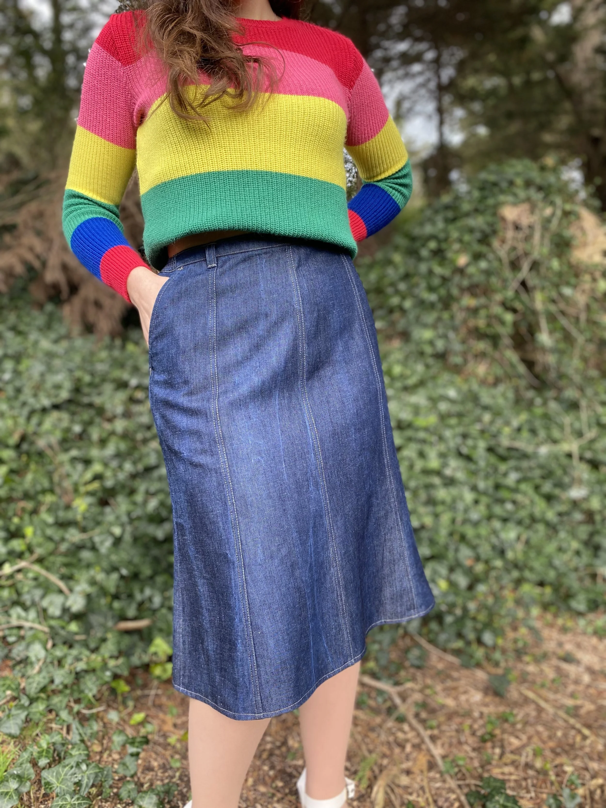 Midi Aline Denim Skirt