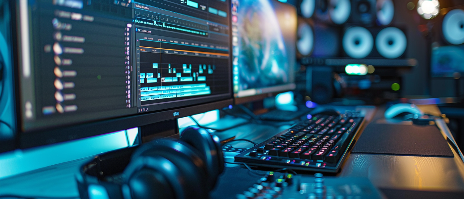 Visuel illustrant un poste de post-production