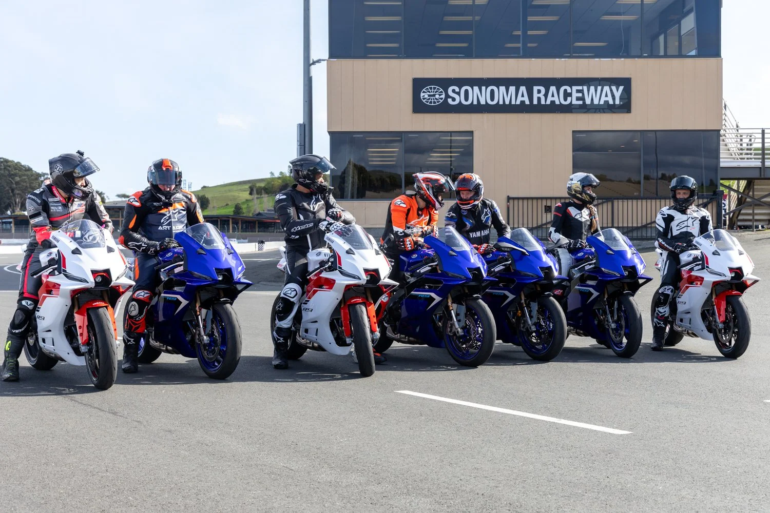Group of media for the Yamaha R9 Press Intro at Sonoma Raceway