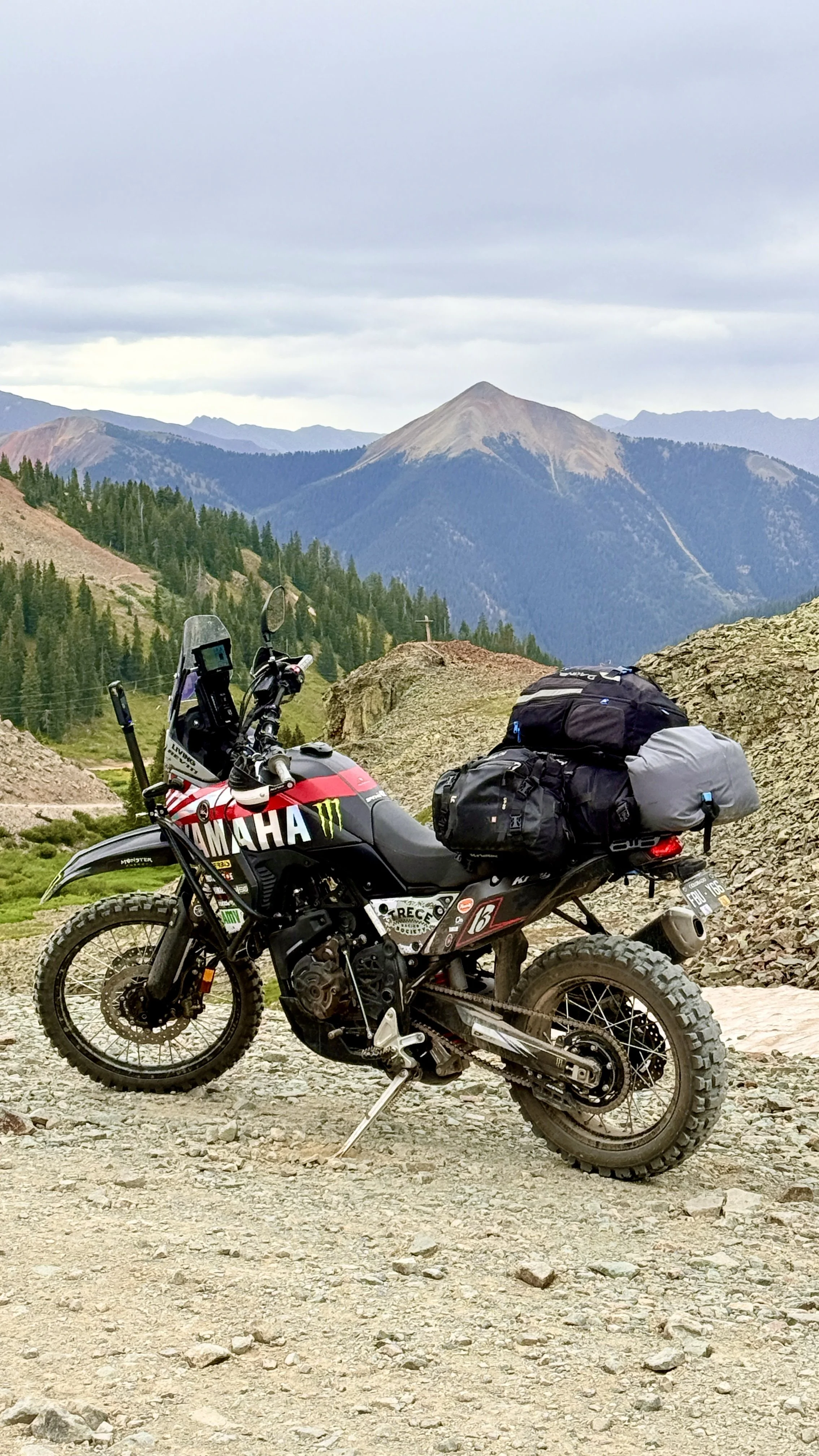 Yamaha Tenere 700 with a mountain view