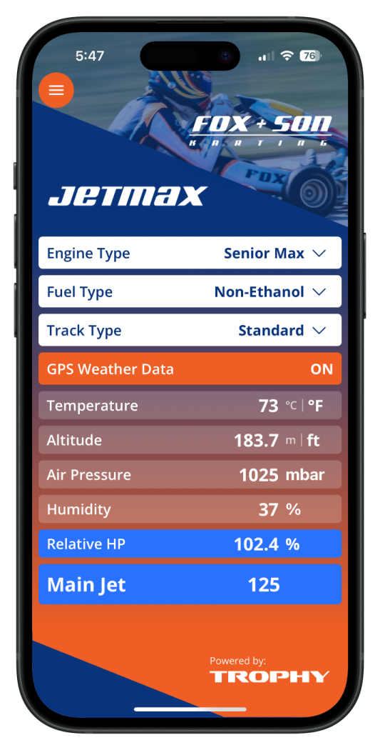 Rotax Jetting App — Fox + Son Karting