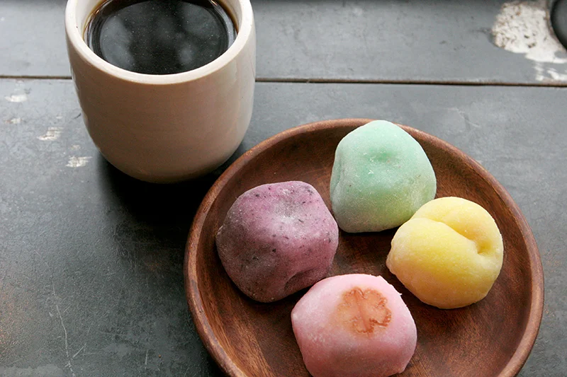 Assorted mochi paired with Finca El Apostol Costa Rica.
