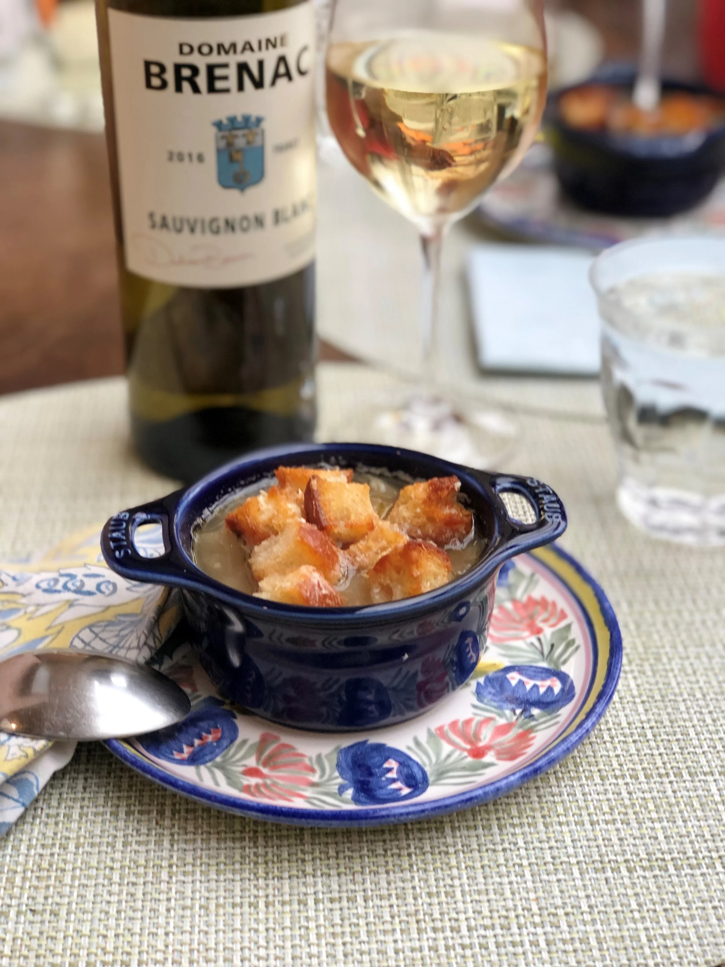 Onion and Apple Soup with Fontina Crouton
