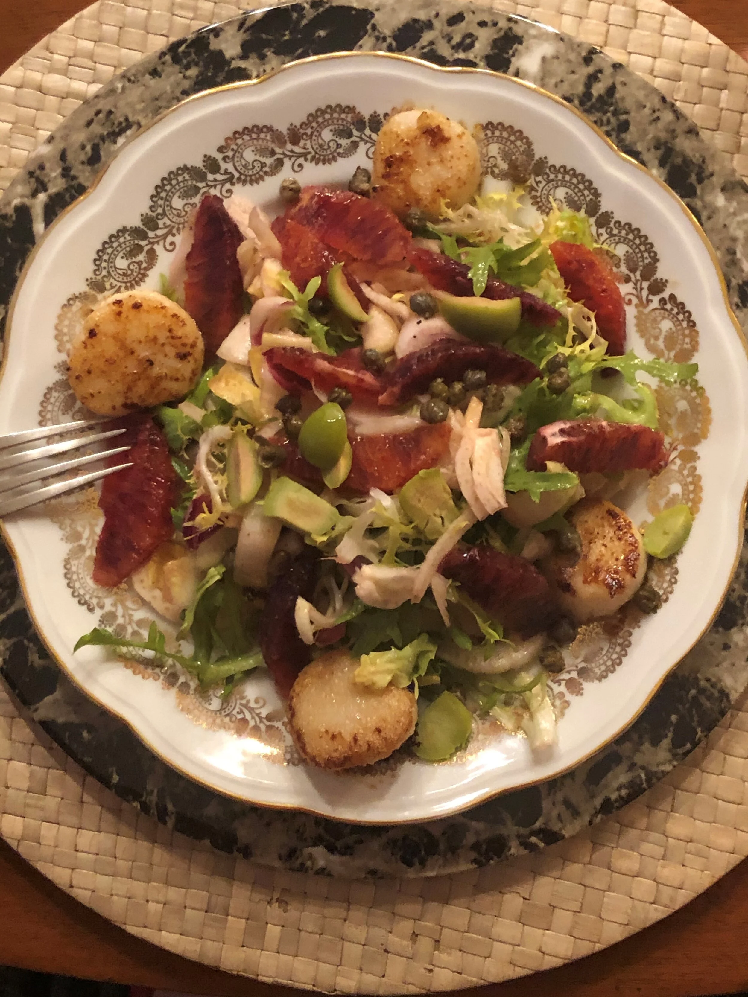 Scallops with Oranges, Fennel and Olives