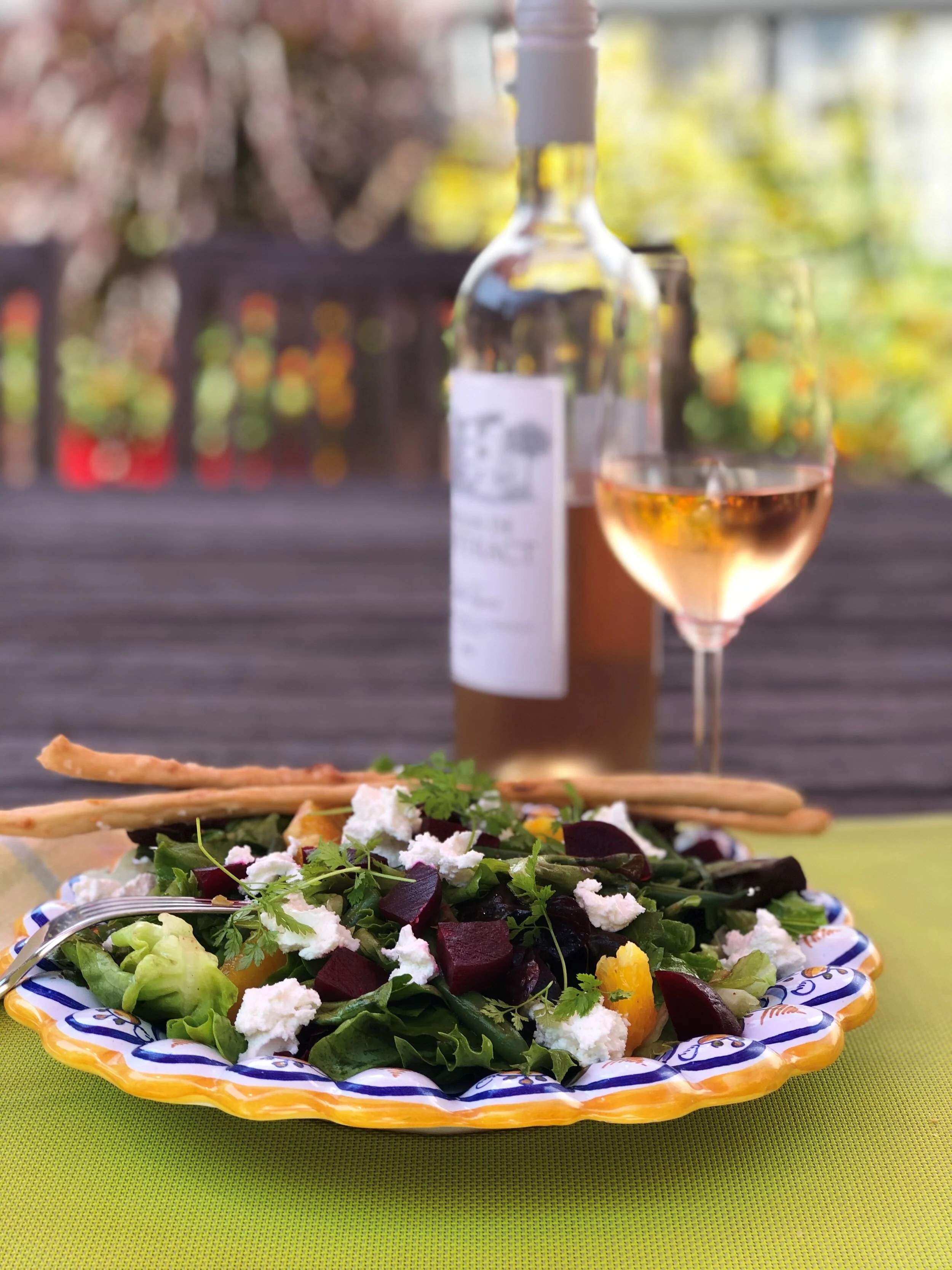 Beet, orange and chèvre salad