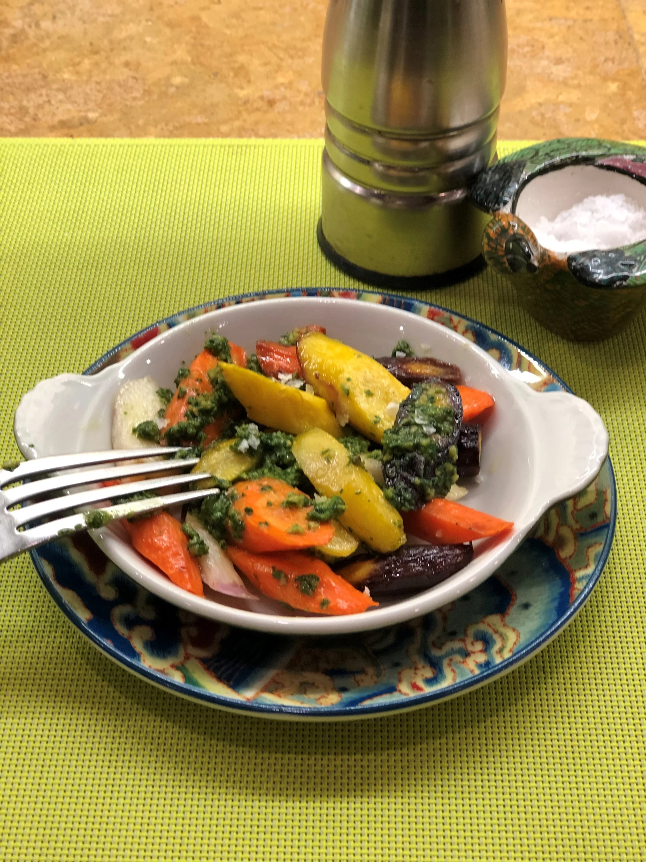 Roasted Carrots with Carrot Top Pesto