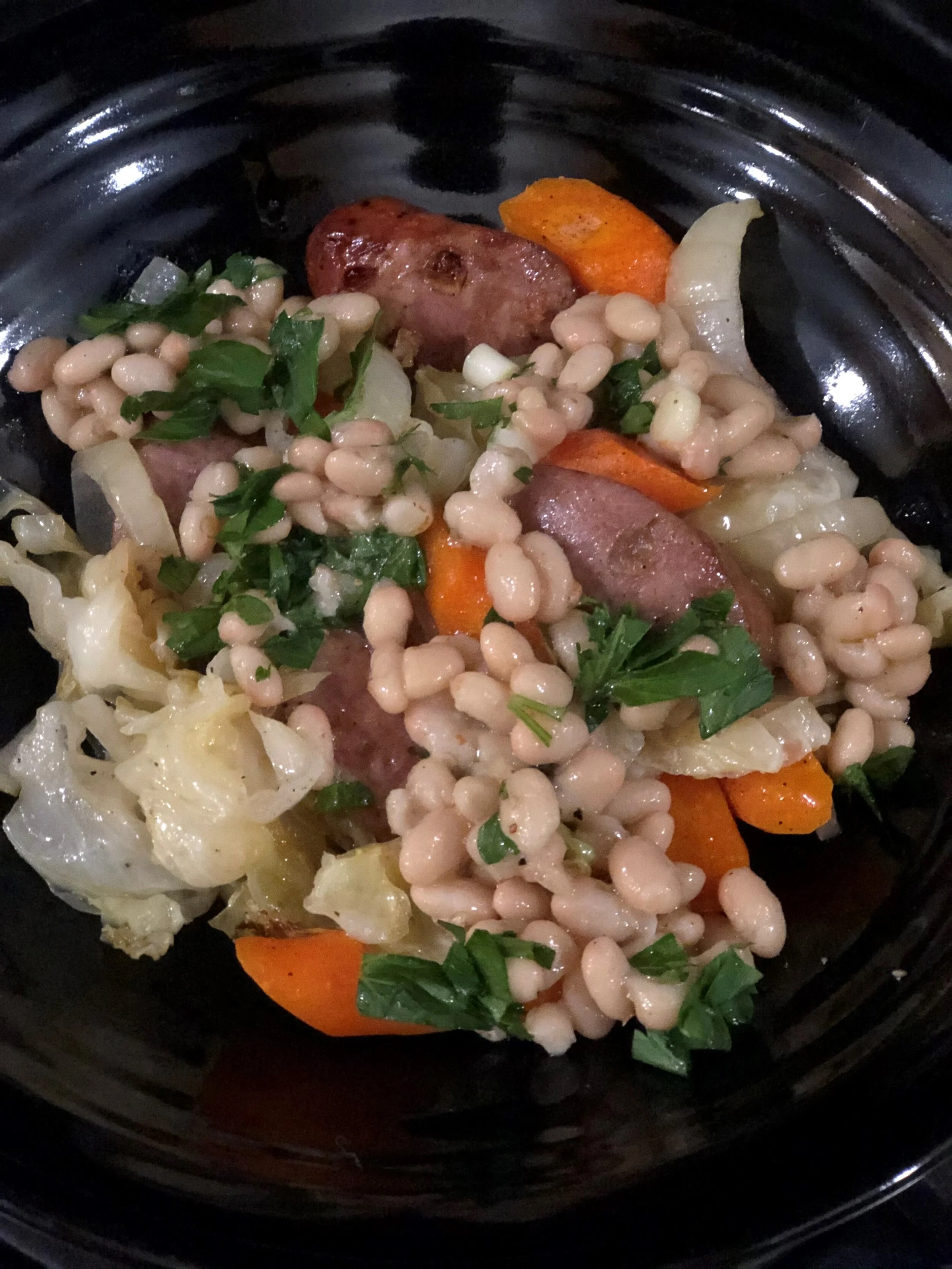 Sheet-Pan Roasted Chicken Sausage with Cabbage, Carrots and Beans