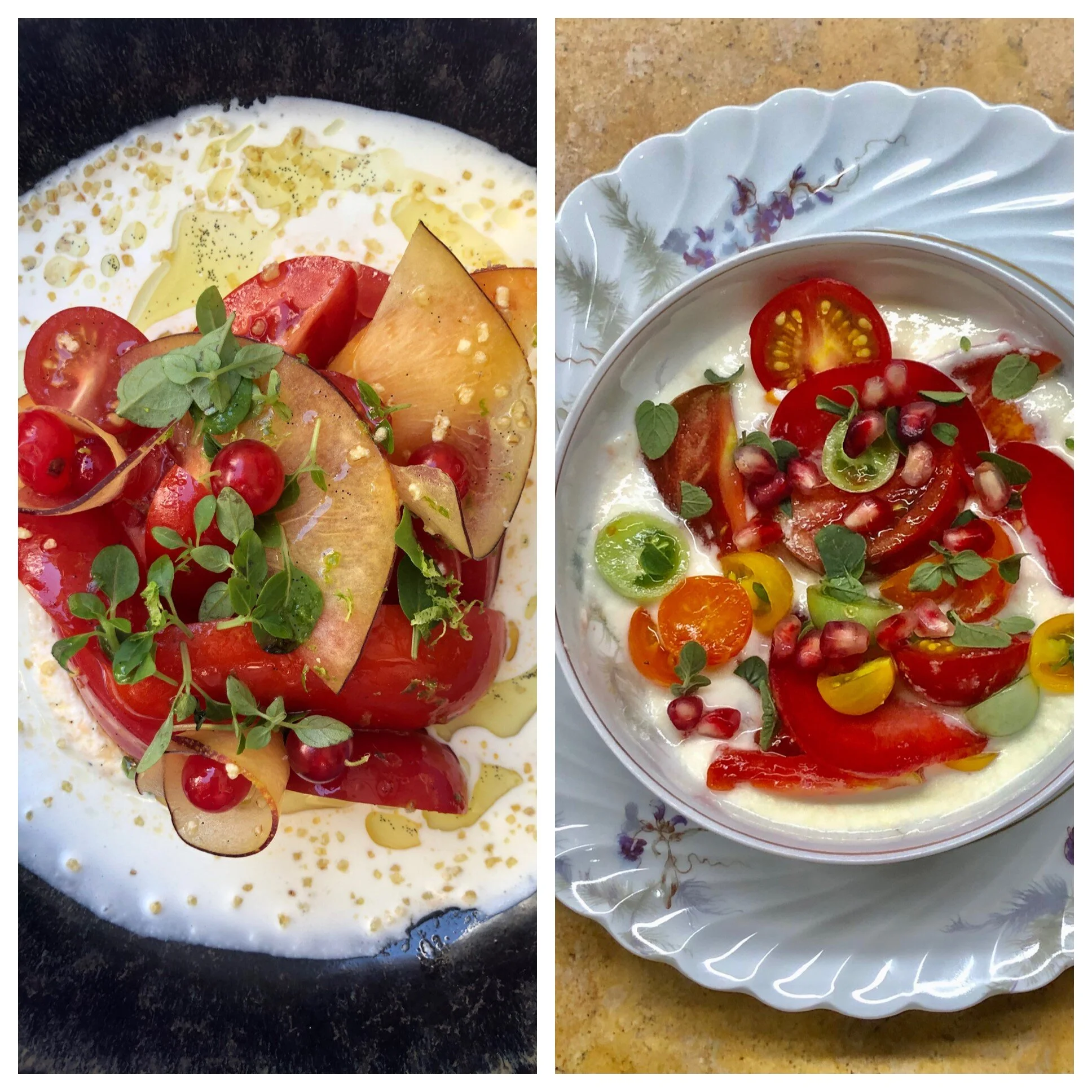 Heirloom Tomatoes, Summer Stone Fruit and Burrata Cream Salad