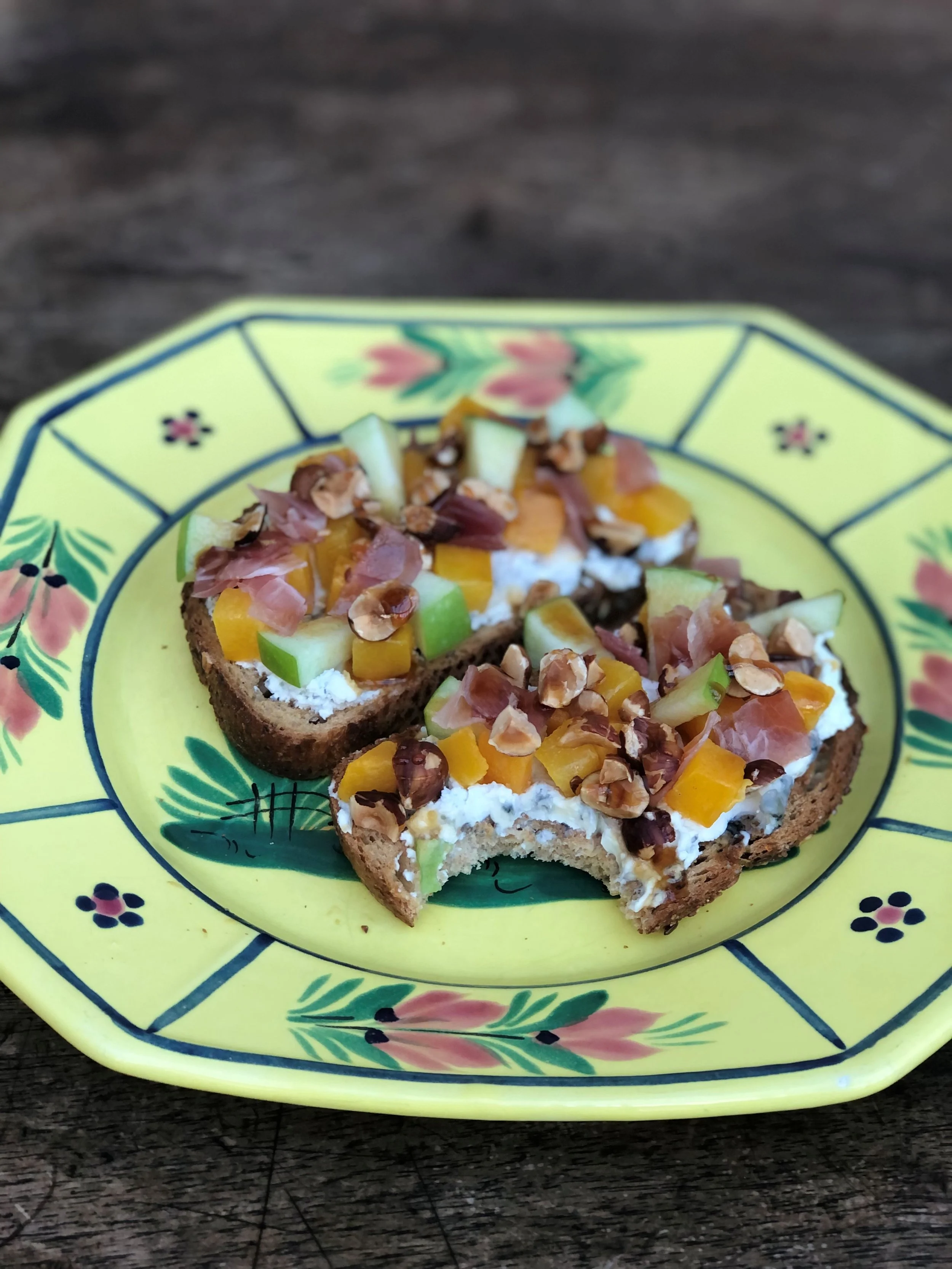 Tartine of Chèvre, Butternut Squash and Hazelnuts
