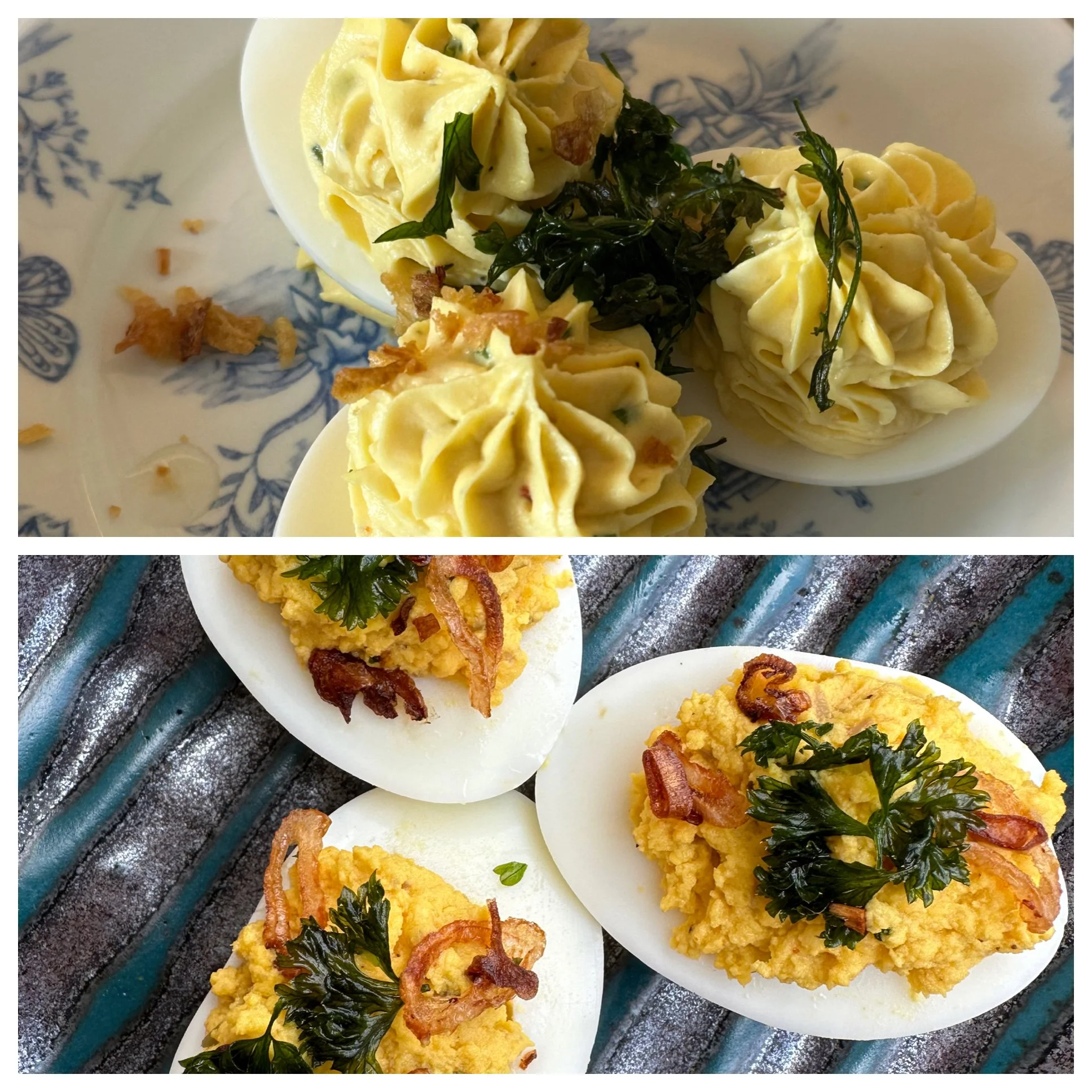 Olive oil deviled eggs 