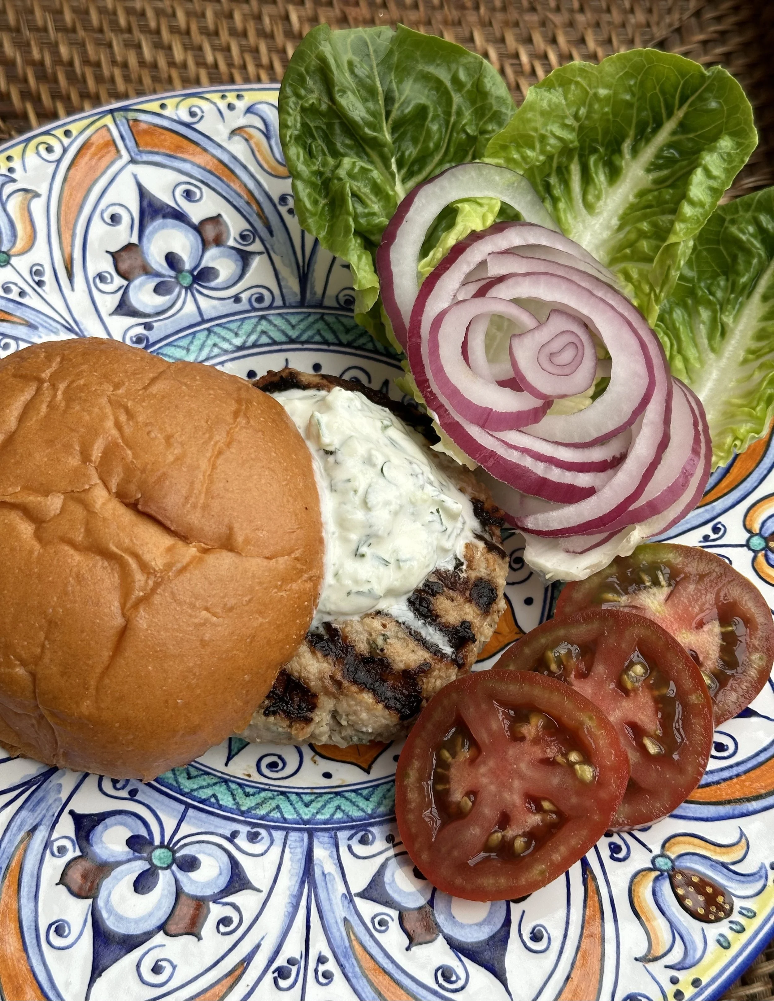 Turkey Burgers Two Ways:  Greek Feta and Slim Style