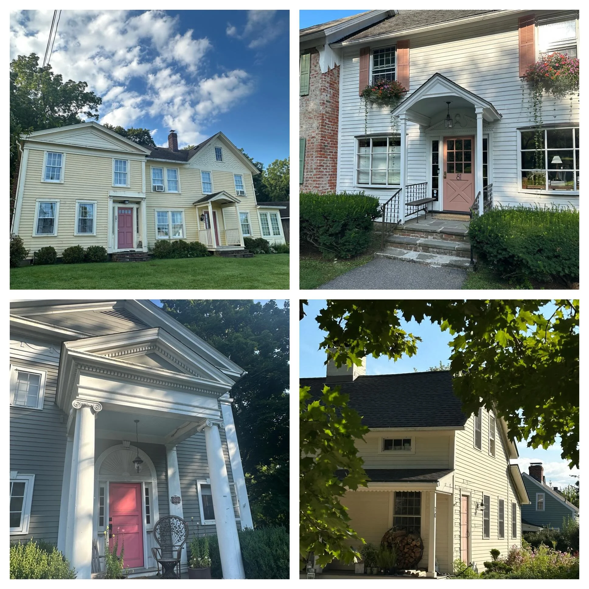 Sharon,Ct. is packed with houses with pink doors and gardens awash with pink blooms. Such fun counting on my morning walk. #travel #doors #ilovect